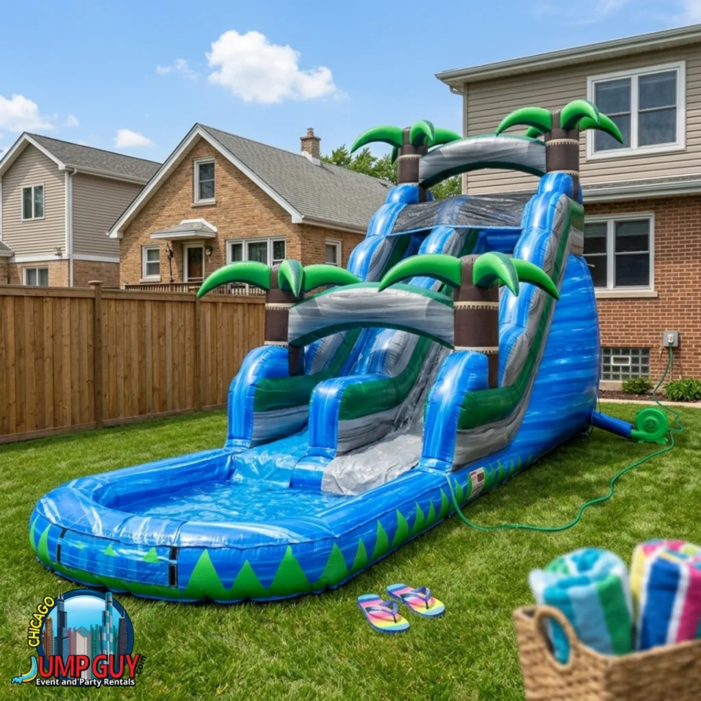 20 Ft Blue Crush Water Slide rental for Western Springs IL events in ZIP code 60558