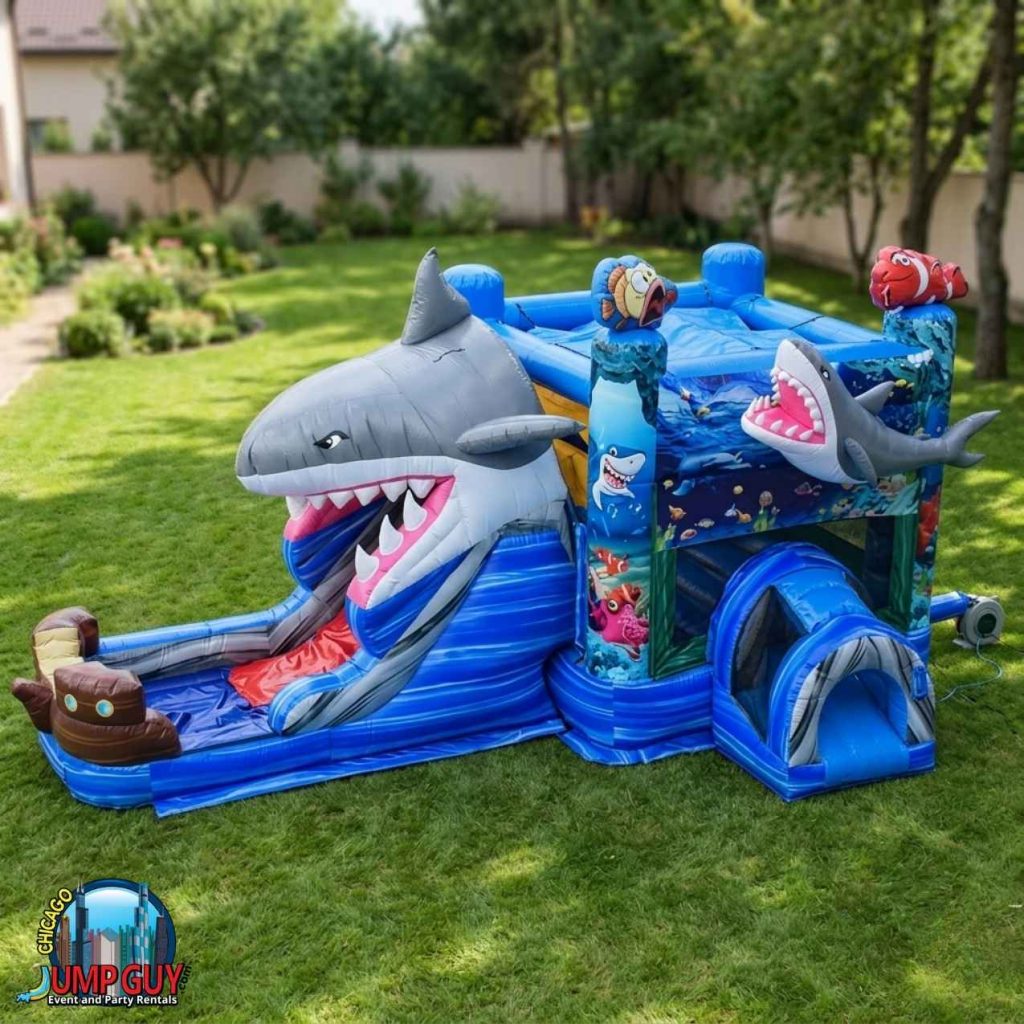 Great White Shark Bounce Slide Combo rental for Western Springs IL events in ZIP code 60558