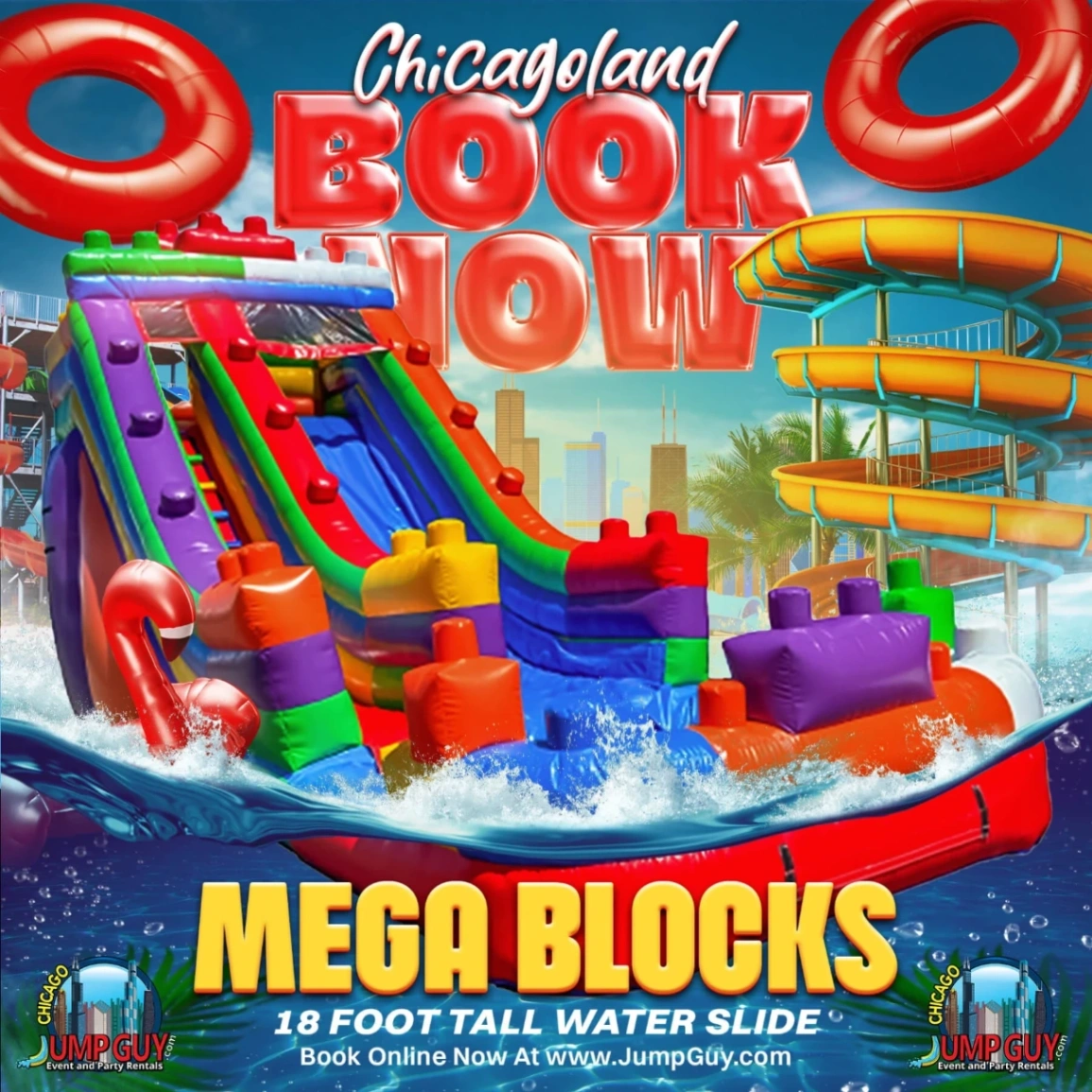 Mega Blocks 18 Ft Water Slide rental for Western Springs IL events in ZIP code 60558